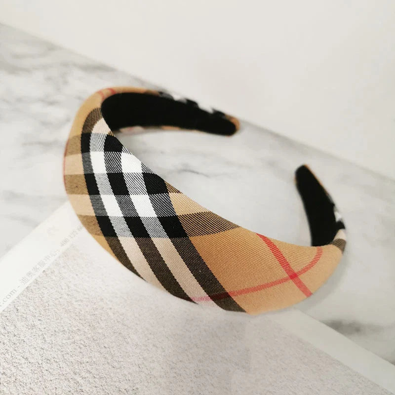 Classic Elegant Double Layer Korean Style Striped Plaid Hairband Hair Accessories For Women