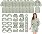 10 Pack Bridal Party Bride Spa Robes with Eye Masks Headband Hair Ties for Wedding Getting Ready Robes