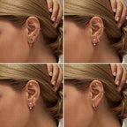 20pcs Stainless Steel Delicate Comfortable Green Gemstone Flat Back Earring Set,Hypoallergenic Small Hoop Earrings Jewelry Gifts