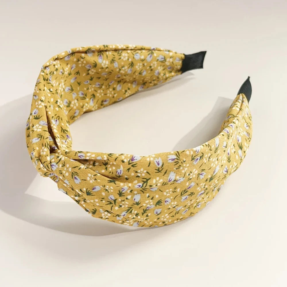 Bohemian Floral Cross Headband Women Wide Bands Hair Hoop Styling Tool Fabric Flower Print Vintage Headwear Accessories Summer