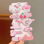 10pcs Children's Hair Clip HelloKitty Cute Headwear for Girls and Children Forehead Hair Clip