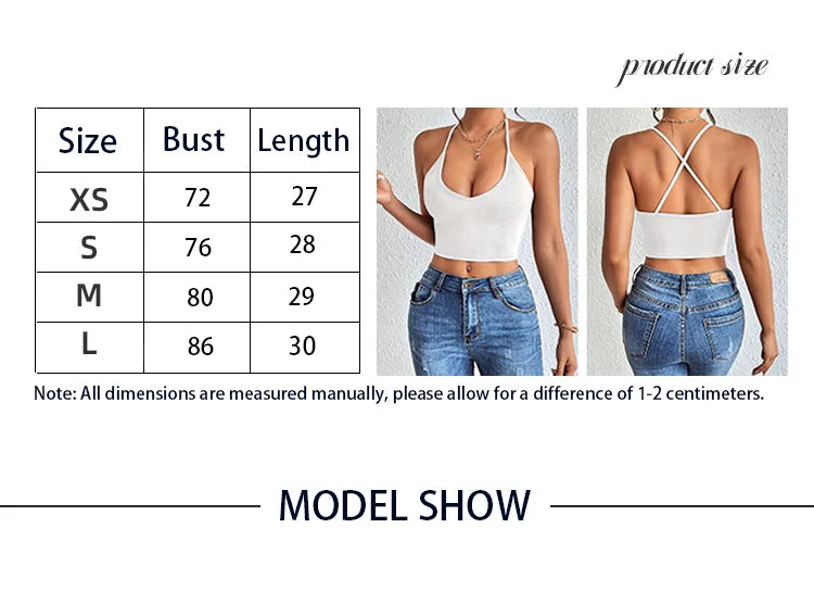 Chic Halter Neck Crop Top-Backless & Criss Cross Detail-Perfect for Summer Outings