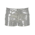 CIBBAR Party Style Skinny Sequin Shorts Solid Low Rise Slim-fitting Short Pants for Women y2k Aesthetic Streetwear Shorts Summer