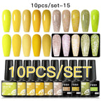 10PCS/Set Gel Nail Polish Set 125 Colors Glitter Semi Permanent Hybrid Gel Varnishes Base Top Coat Soak Off UV LED Nail Art Gel