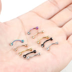 1PC 6/8/10mm Stainless Steel Banana Piercing Ring 3mm Ball Eyebrow Piercing Curved Barbell Ring Snug Daith Helix Rook Earring