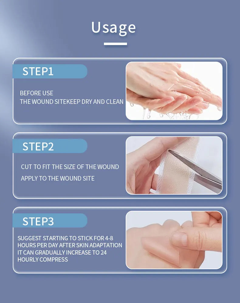 4x15cm 3pcs Silicone Scar sheet Self-Adhesive Scar Cover Tape Scalable for Burn Injury C-Section Keloid Skin Care