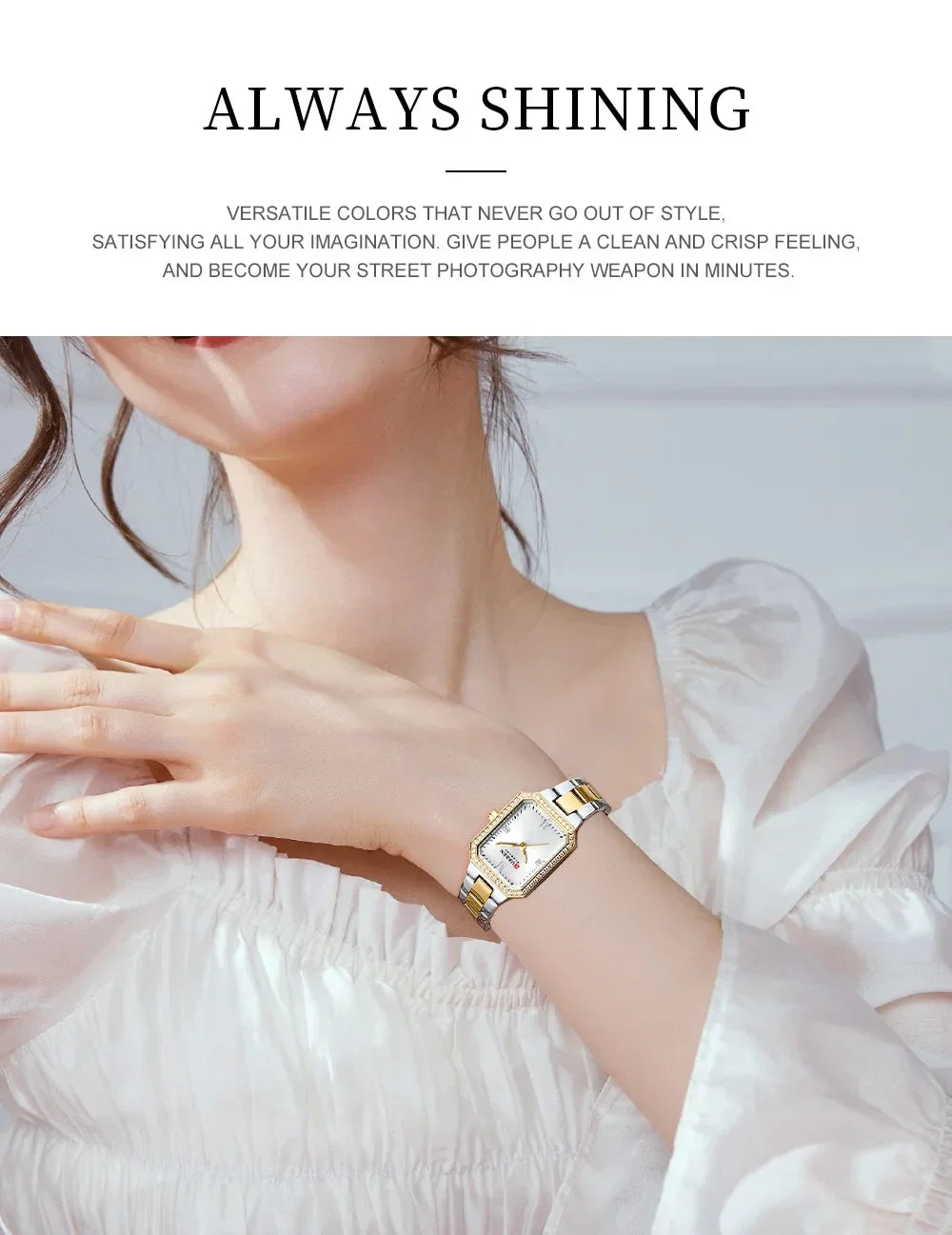 CURREN Women Watch Quartz Watch for Ladies Simple Elegant Dress Wristwatch Stainless Steel Bracelet