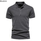 2025 Men's Slim Fit Cotton Polo Shirt - Stylish Lapel Design for Casual & Business Golf Wear