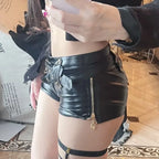 Booty Women's Shorts Leather Tight Low Rise Waist Black Skinny Outfits Youthful Trend 2025 Harajuku Fashion Female Short Pants