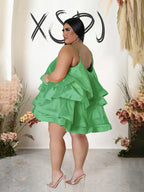 Elegant Chic Large Women Dresses Satin Summer Sexy Party Dress Strap Sleeveless Loose Plus Size Dresses Wholesale Dropshipping