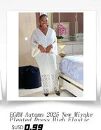 EGRM Miyake Solid Pleated French Three-dimensional Fungus Edge Cake Dress Women's Loose Long Dresses 2025 Summer New 6R8109