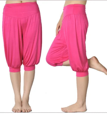 1pcs/lot woman modal yoga pants female summer solid belly dancing calf length pants