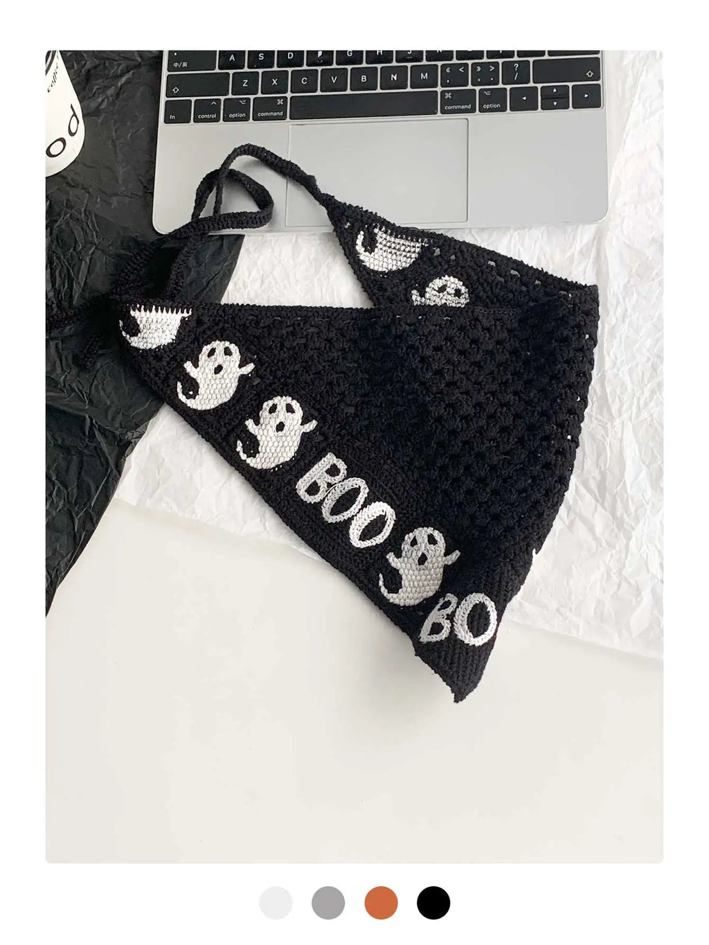 Halloween Costume Skeleton Ghost Bat Spider Web Personalized Knitted Crochet Headband Female Photo Photo Triangle Scarf Trendy