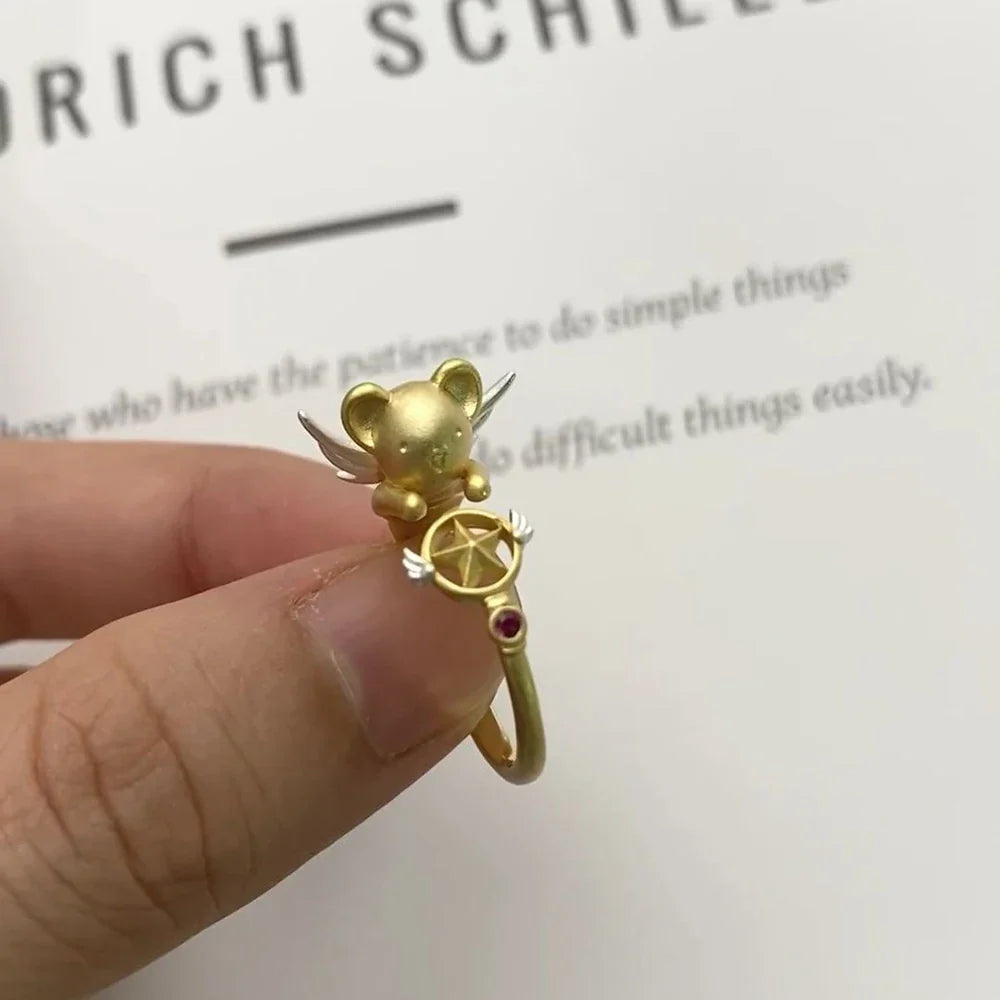 Anime Card Captor Sakura KINOMOTO SAKURA CERBERUS Cosplay Ring Girl Kawaii Cartoon Rings Jewelry Accessories Christmas Gift