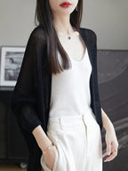 2025 New Hollow Out Loose Knit Cardigan Women Openwork Linen Shawl Summer Kimono Style Unique Cape Shawl Sweater Shrug Top