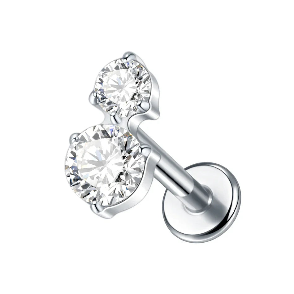 1PC Titanium Zircon Star Flower Labret Piercing for Women Cartilage Tragus Daith Helix Stud Earring Body Jewelry