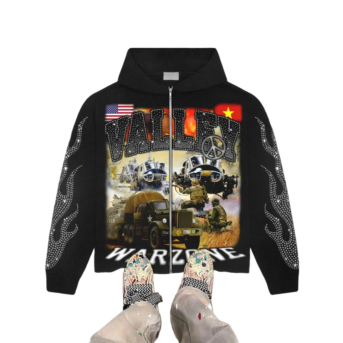 Gothic grunge Vintage Streetwear War Graphic Print Hoodies Women Y2k Tops Sweatshirt goth Oversized zip up Hoodie Mens Clothes