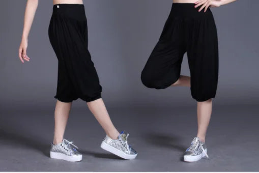 1pcs/lot woman modal yoga pants female summer solid belly dancing calf length pants