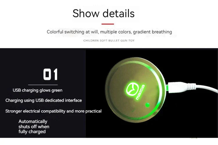 2PCS Car LED Water Cup Mat Drink Holder For Mazda MS Speed CX4 Atenza Axela MX5 CX7 CX5 CX9 RX8 CX30 Bt50