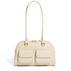 Burminsa Cowhide Genuine Leather Underarm Shoulder Bags For Women 2025 Luxury Designer Korean Bowling Tote Work Ladies Handbags