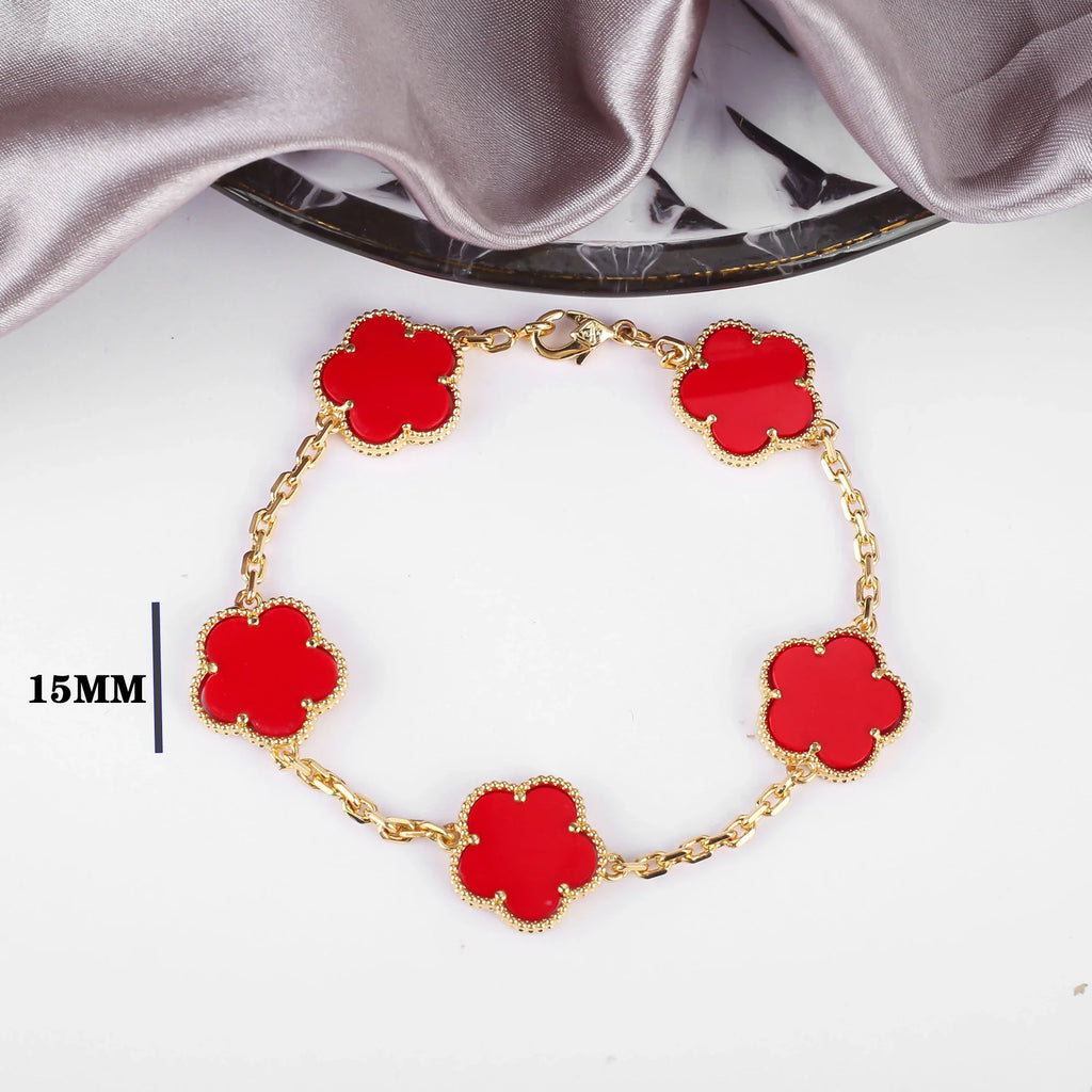 7 colors classic simple five-leaf flower pendant necklace natural stones clover Choker Chain for women party daily wear jewelry