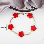 7 colors classic simple five-leaf flower pendant necklace natural stones clover Choker Chain for women party daily wear jewelry