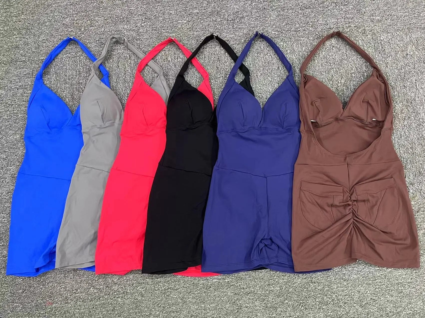 Gym Sport Jumpsuit Short Jumpsuit with Pocket Women Sportswear One Piece Yoga Set Sexy Backless Scrunch Fitness Overalls Romper