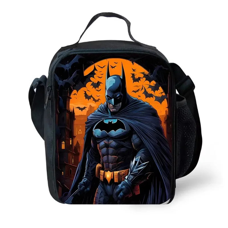 Child Superhero Batmans School Backpack with Lunch Bags ,Pencil Bags ,School Bags for Boys Girls Best Gift