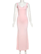 Cutenew Women's Elegant Solid Maxi Dress Sexy Halter Spaghetti Lady Long Dresses Bowknot Lace-up Girl Backless Female Party Robe