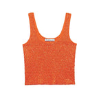 Elegant Sequined Orange Cardigans Women Y2k O-neck Short Sleeve One Button Female Tops 2025 Street Summer Lady Chic Knitwear