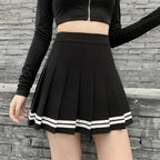Black High Waist Mini Skirts Punk Pleated Vintage Skirt Gothic Streetwear Cross Print Pleated Women Skirts Lolita Harajuku Skirt
