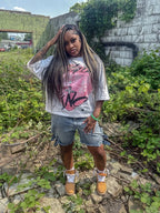 American Retro Letter Printing Oversized T-shirt Hip-hop Harajuku Punk Round Neck Graphic Top Men Trendy Casual Streetwear Women