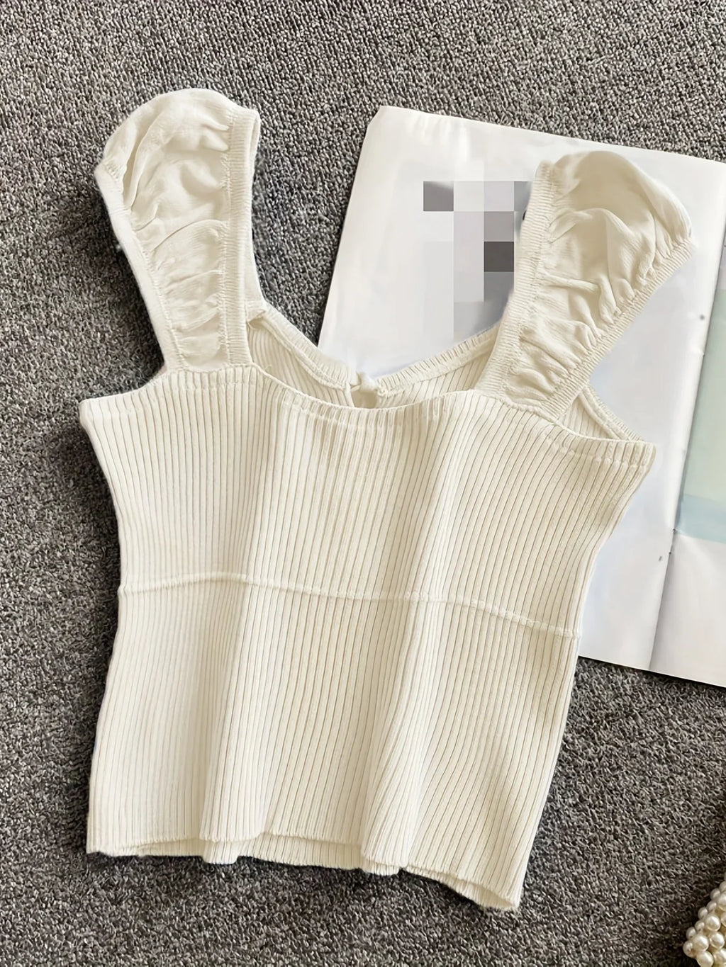 2024 Solid Color Ribbed Knotted Tank Top Casual Round Neck Tank Top For Spring & Summer Women's Clothing Knit Crop Top