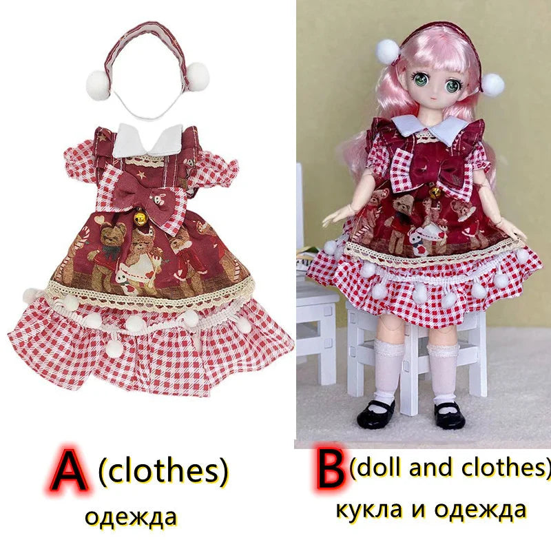 30cm Two-dimensional Doll Comic Face 1/6 Bjd Doll or Dress Up Clothes Children's Girl Birthday Gift Toys Kids Toys