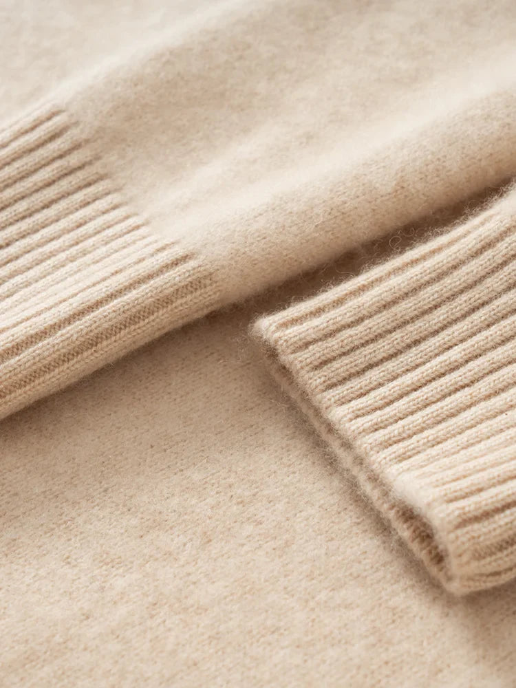 100% Cashmere Sweater Long Dress New Women High Turn-down Collar Pullover  Soft Cosy Autumn Winter Casual Solid Knitwear Dress