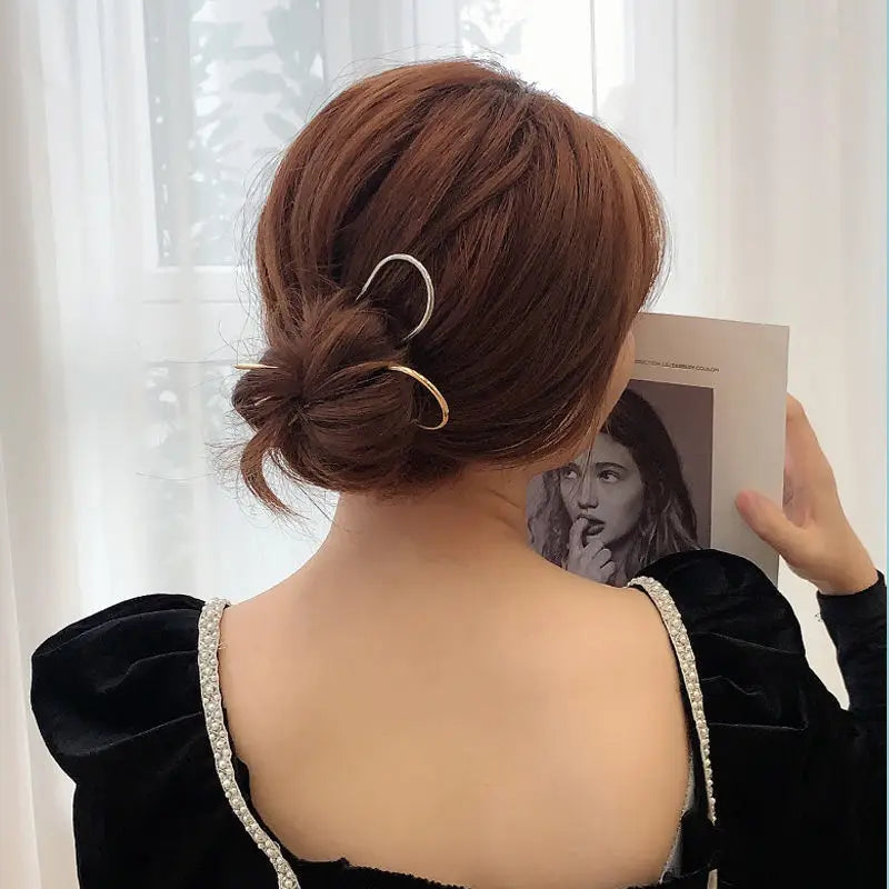 2Pcs French Pins Hair Pins 5.5 Inch Metal U-Shaped Hair Clip Hair Vintage French Twist Hair Pin for Women Girls Hairstyle Gifts