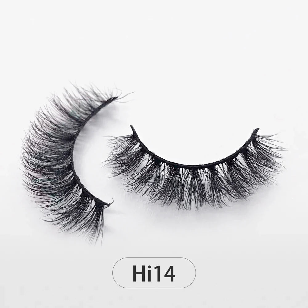 Dropshipping Reuseable Natural Long 12-15mm 3D Faux Mink Lashes Fluffy Volume False Eyelashes Cruelty Free Wispy Makeup Lashes