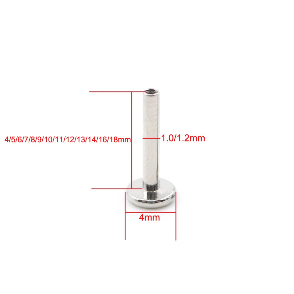 Alisouy 1PC G23 Titanium Internally Threaded Labret Shaft Lip Replacement Flat Bar Ear Tragus Stud Earring Body Piercing Jewelry