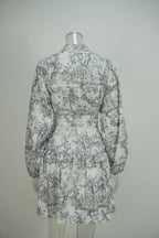 Autumn new women's clothing style elegant, fashionable, casual, sexy commuting long sleeved lace up Chinese style printed dress