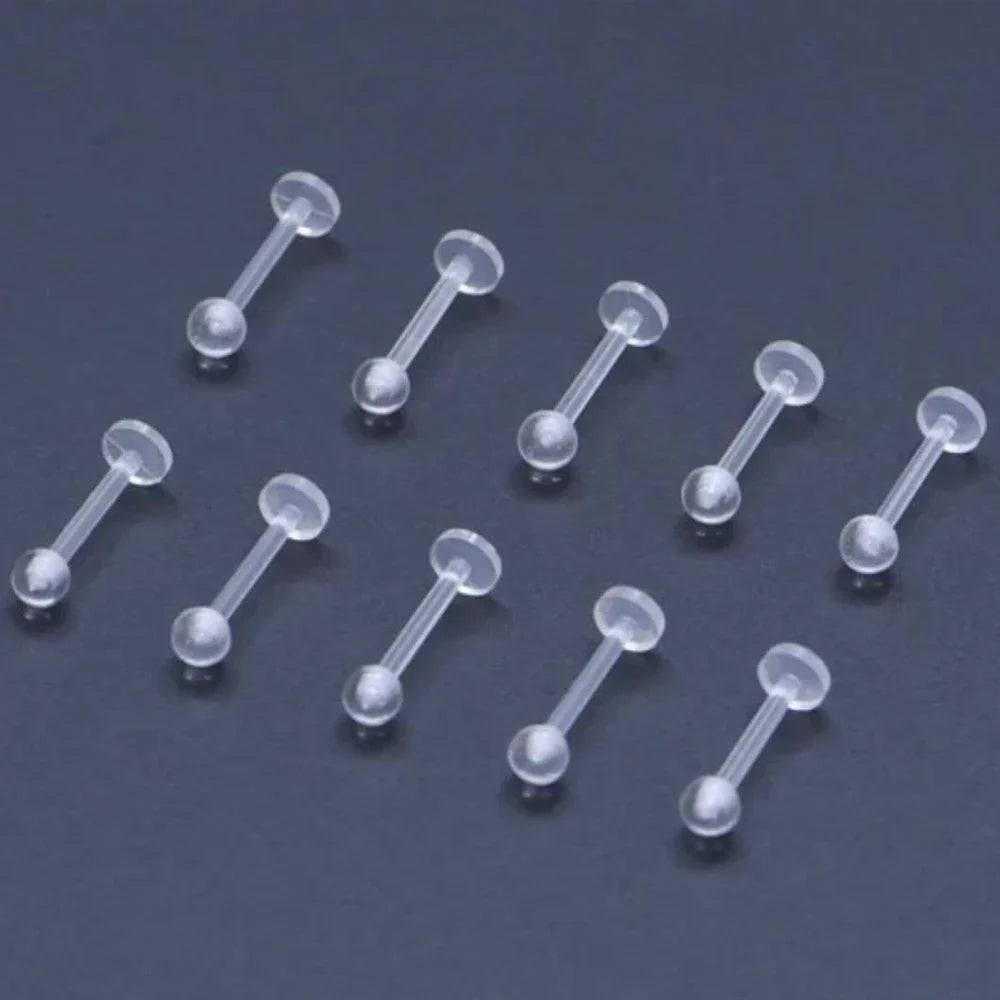 10~20pcs/Set Transparent Acrylic Bioflex Tragus Retainer Lip Studs Ear Helix Earring 6mm 8mm 10mm 12mm Body Piercing Jewelry