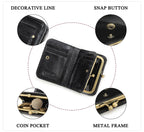 CONTACT'S Genuine Leather Short Wallets for Women Kiss Lock Classic Wallet Metal Frame Coin Purses Card Holder Money Clip Bags