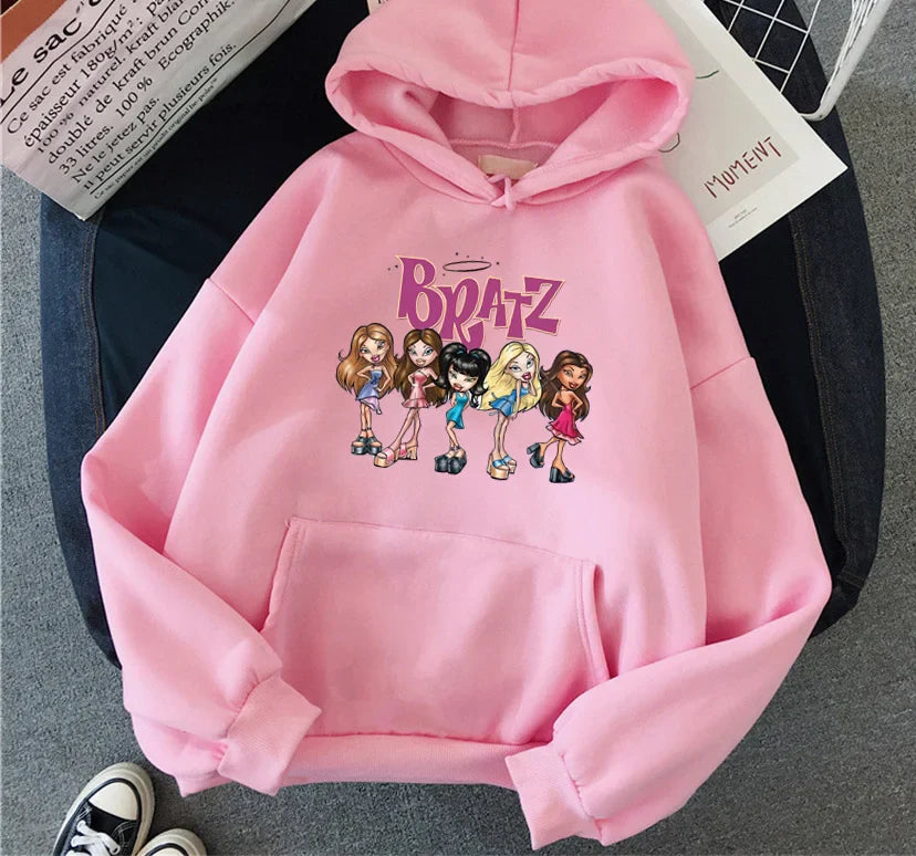Bratz Letter Printed Plus Size Woman Hooded Sweatshirt Women Hoodie Hip Hop Long Sleeve Streetwear Unisex Male Clothes Tops