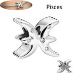 Authentic 925 Sterling Silver Sparkling Aries Leo Scorpio 12 Zodiac Signs Constellation Charm Beads Fit Pantaro Bracelet Jewelry