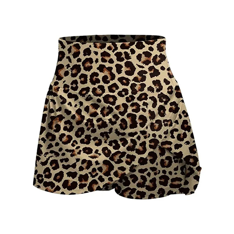 12 Colour Leopard Print Butt Lifting Skorts Casual Summer Workout High Waist Shorts Women's Clothing