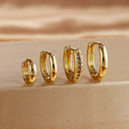 4PCS Set Stainless Steel Huggie Minimal Hoop Earrings 6/8/10mm Crystal Zirconia Helix Tragus Cartilage Earrings Piercing Jewelry