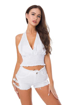 648 # New Sexy High Waist Perforated Bar Hot Pants Summer High Elastic Plus Size Fashion Casual Jeans Denim Shorts Women