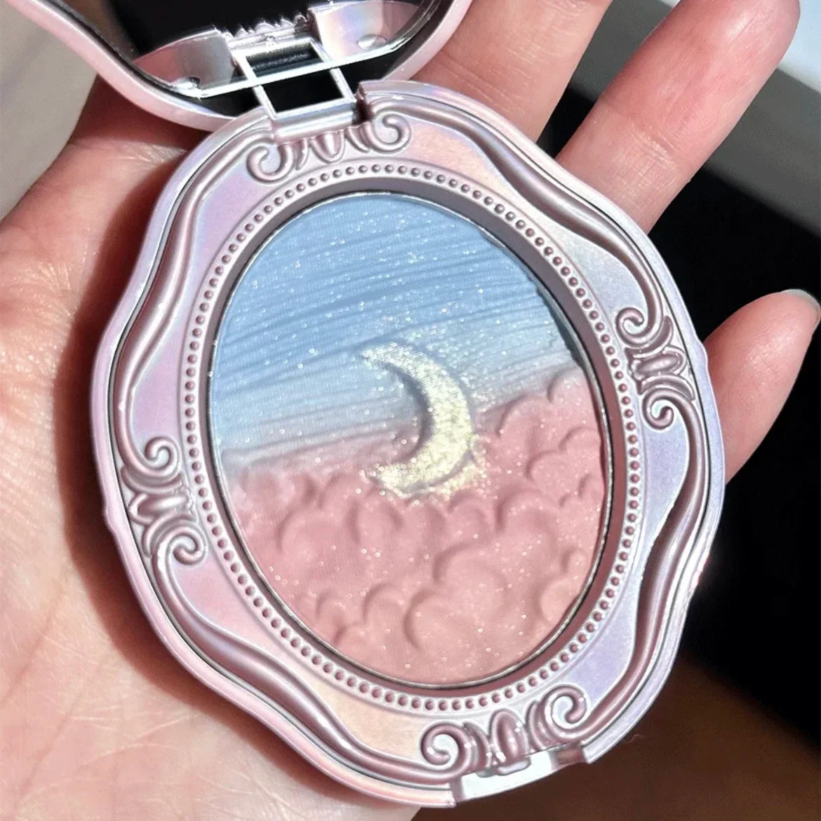 Colorrose Embossed Powder Blush Blue Genuine Nude Makeup Natural Party  Blusher  Shimmer Pearlescent Highlight Eyeshadow