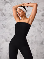 Anti Slip Strip Strapless Sports Jumpsuit Featuring Backless Lifting Hip Lifting To Shape Body Fit Snugly Yoga Fitness Underwear