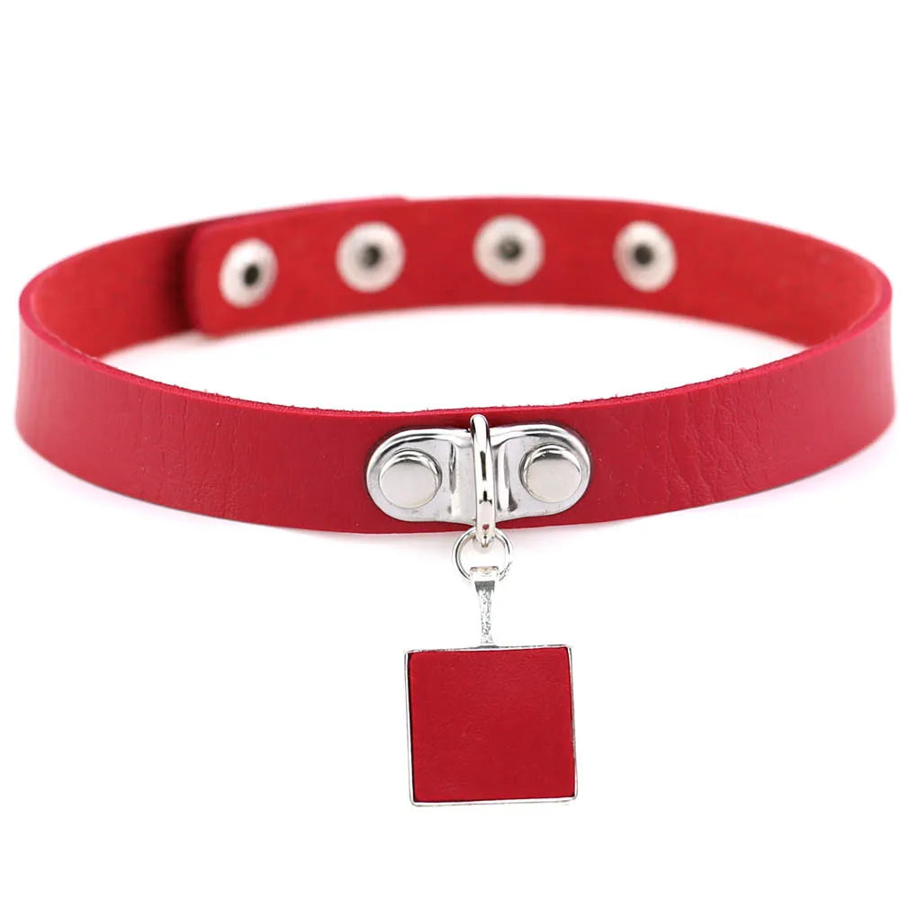 DIEZI Men Harajuku Red PU Leather Necklace Choker Women Ladies Punk Gothic Vintage Statement Collar Pendant Necklace New Jewelry