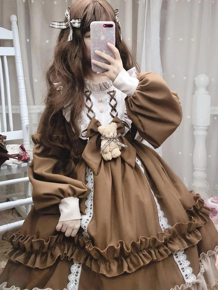 CP5XL Maid Lolita Chemise Cosplay Role Playing Costumes For Party Club Stage Apparel Bow Ties Ball Gowns Waitress Uniform Plus